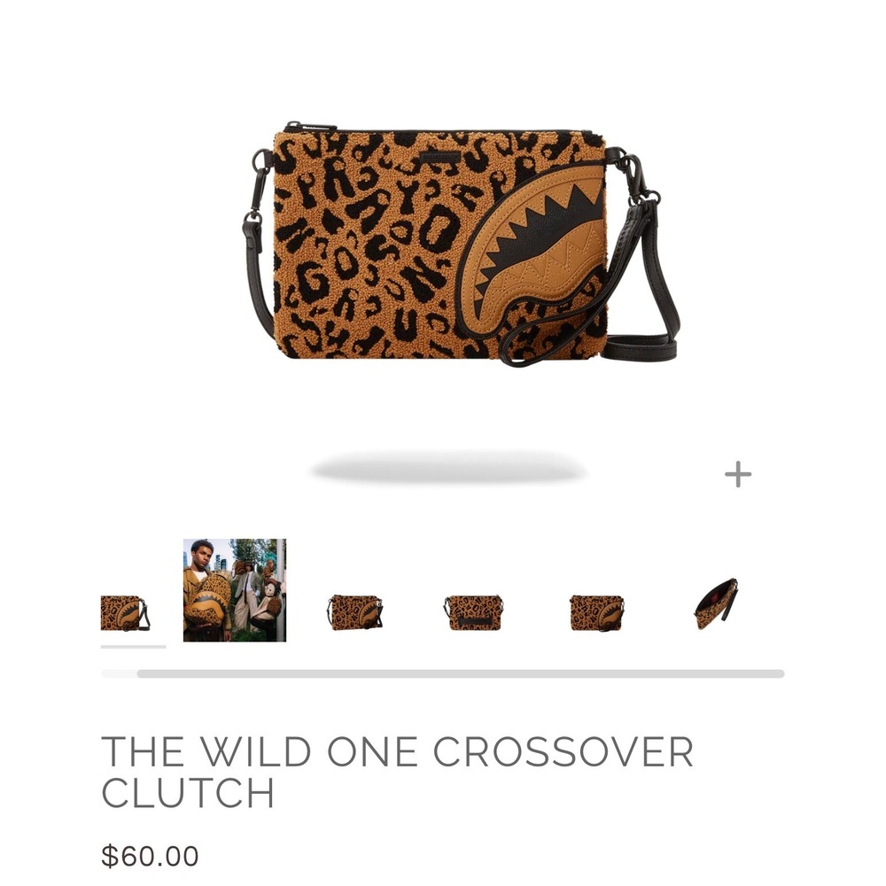 Sprayground The Wild One Leopard Shark Mouth Crossover Clutch Limited Edition